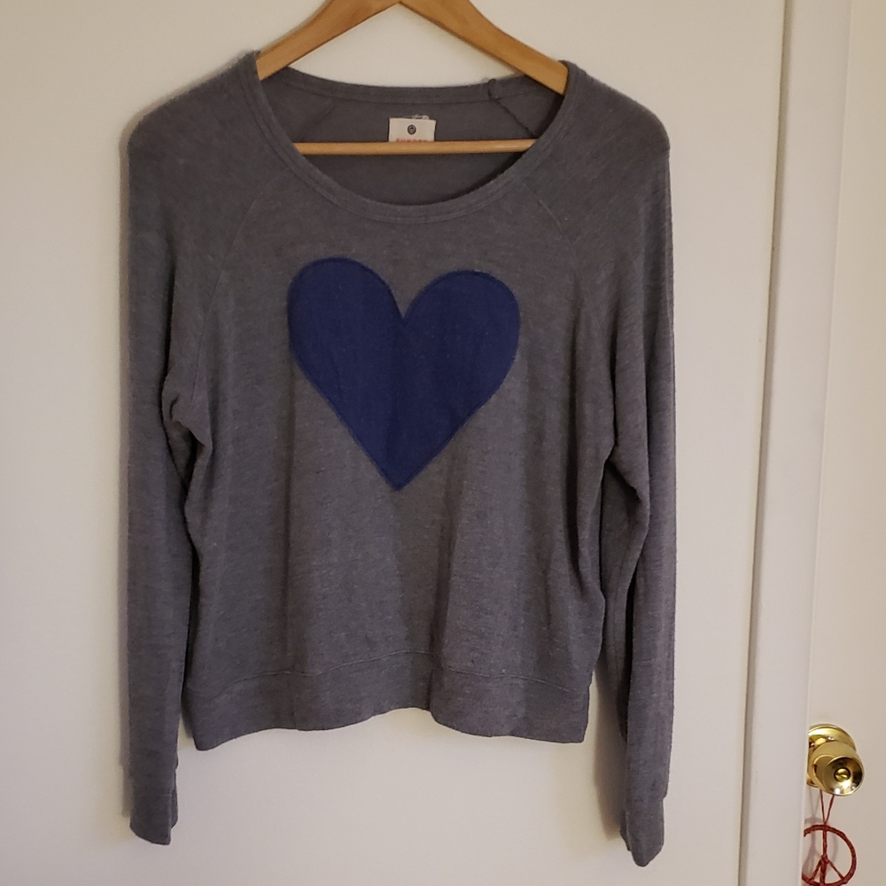SUNDRY Blue Heart Sweater